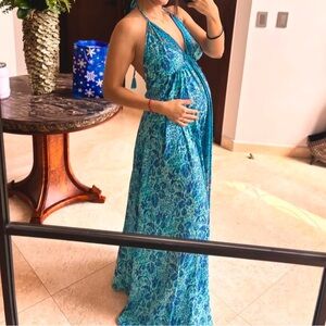 Luz by LifeActivated Silk Maxi Lucy Dress - Blue Print